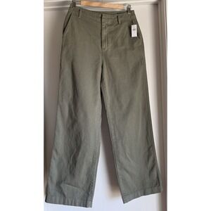 Gap Women's Size 4 Olive Green Cotton Cargo Pants Wide Leg Casual Trousers